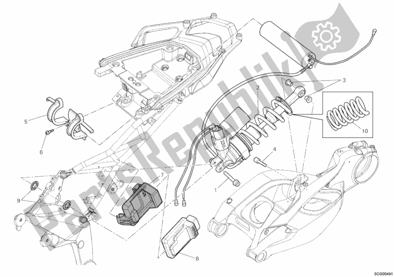 Toutes les pièces pour le Amortisseur Arrière du Ducati Multistrada 1200 S Touring USA 2011
